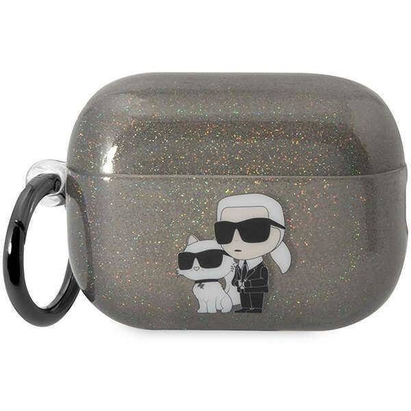 Coque Karl Lagerfeld KLAP2HNKCTGK Airpods Pro 2 (2022/2023) black Glitter Karl&Choupette