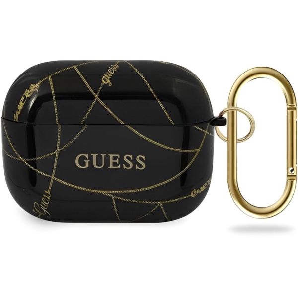 Coque Guess GUACAPTPUCHBK AirPods Pro black Gold Chain Collection