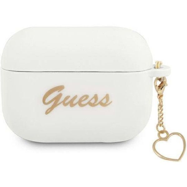 Coque Guess GUAPLSCHSH AirPods Pro white Silicone Charm Heart Collection