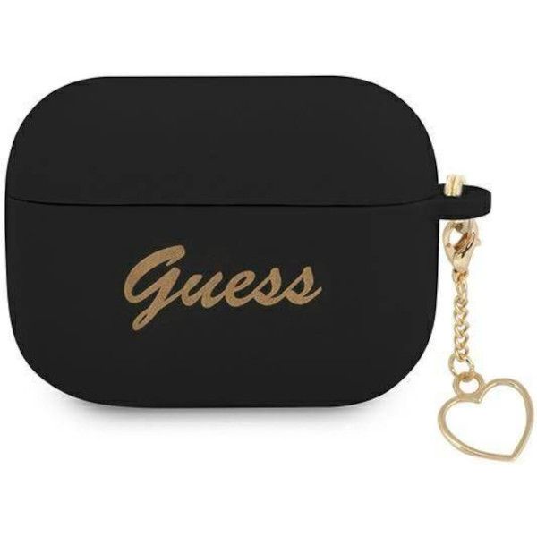 Coque Guess GUAPLSCHSK AirPods Pro black Silicone Charm Heart Collection