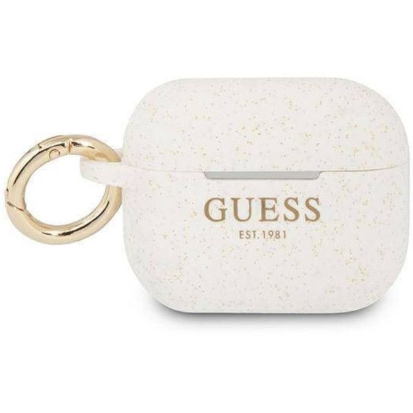 Coque Guess GUAPSGGEH AirPods Pro white Silicone Glitter
