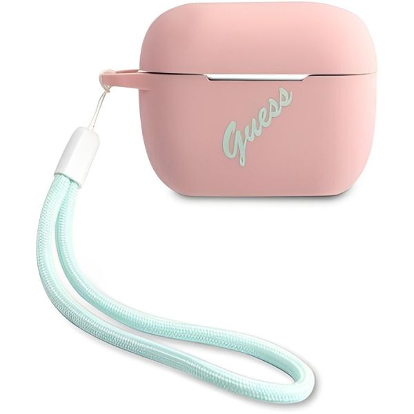 Coque Guess GUACAPLSVSPG AirPods Pro pink green Silicone Vintage