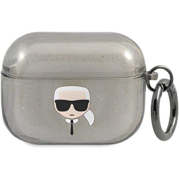 Coque Karl Lagerfeld KLAPUKHGK AirPods Pro black Glitter Karl`s Head