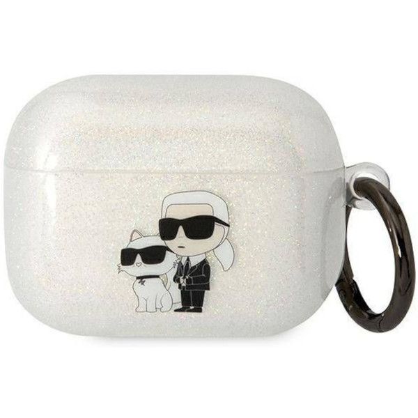 Coque Karl Lagerfeld KLAPHNKCTGT Airpods Pro transparent Glitter Karl&Choupette
