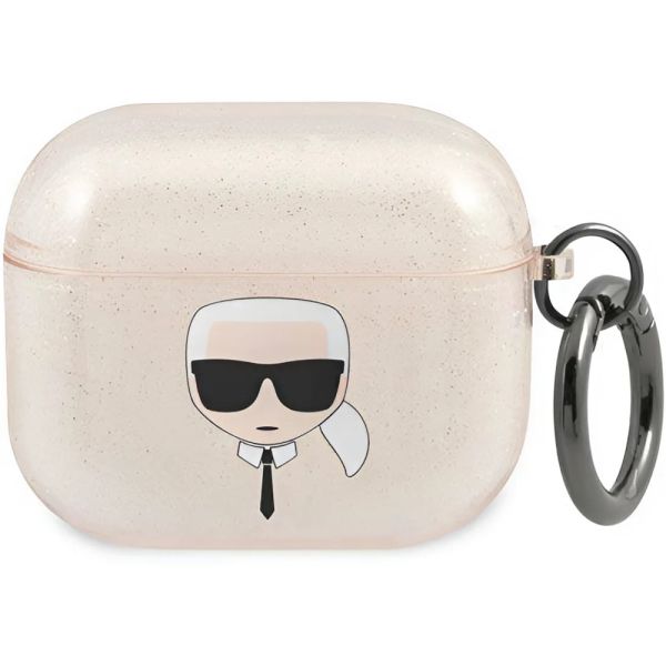Coque Karl Lagerfeld KLA3UKHGD AirPods 3 gold Glitter Karl`s Head