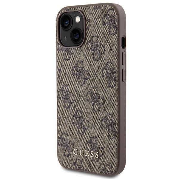 Coque Guess  iPhone 15/14/13 6.1" brown hard case 4G Metal Gold Logo
