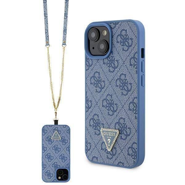 Coque Guess iPhone 15/14/13 6.1" blue hardcase Crossbody 4G Metal Logo