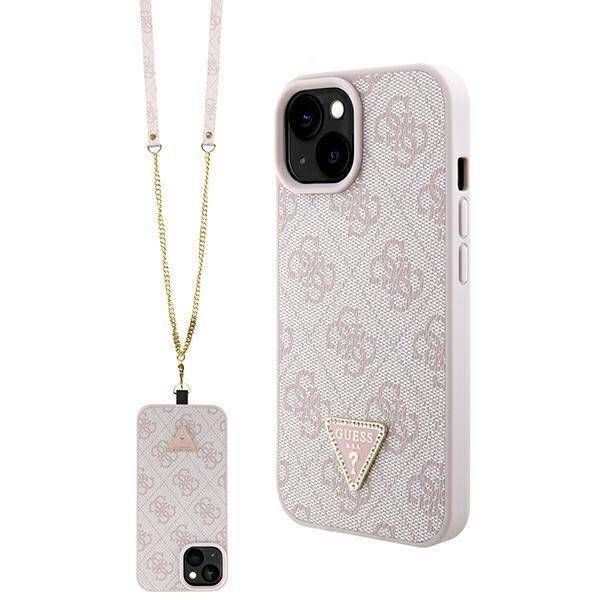 Coque Guess iPhone 15/14/13 6.1" pink hardcase Crossbody 4G Metal Logo