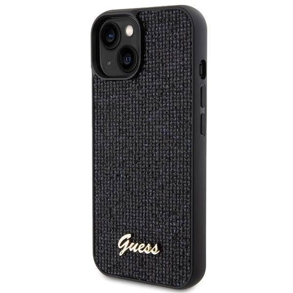 Coque Guess iPhone 15/14/13 6.1" black hardcase Disco Metal Script
