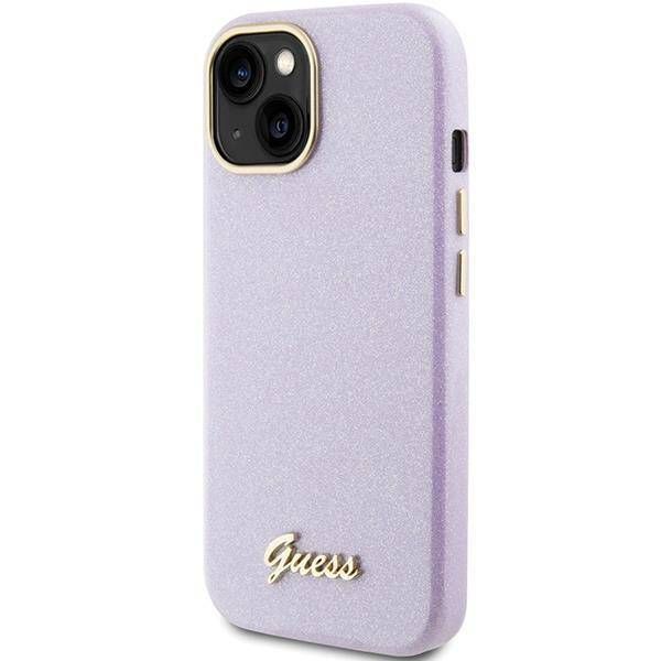 Coque Guess  iPhone 15/14/13 6.1" llilac hardcase Glitter Glossy Script