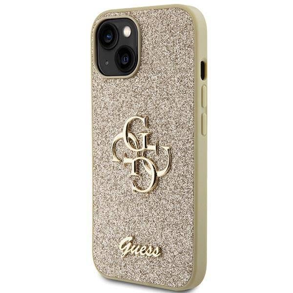 Coque Guess iPhone 15/14/13 6.1" gold hardcase Glitter Script Big 4G