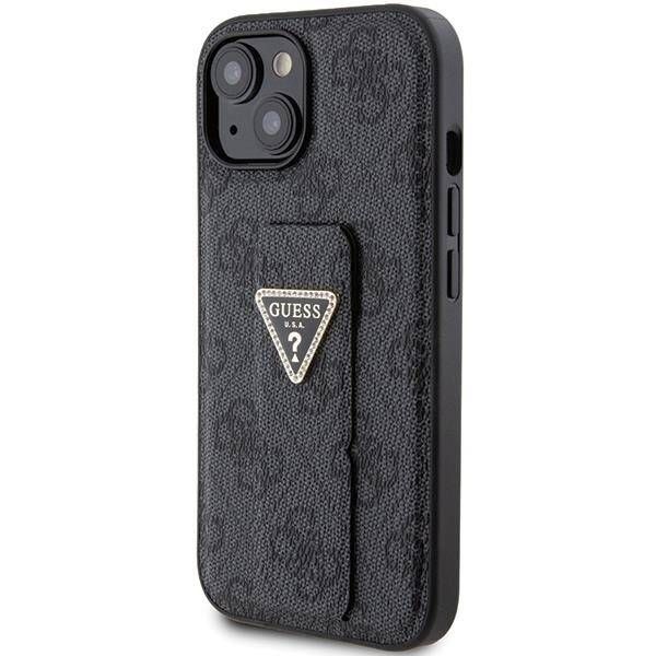 Coque Guess iPhone 15 Black Hardcase Grip Stand 4G Triangle Strass