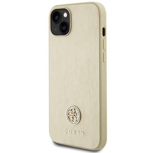 Coque Guess iPhone 15/14/13 6.1" gold hardcase Leather 4G Metal Logo Strass
