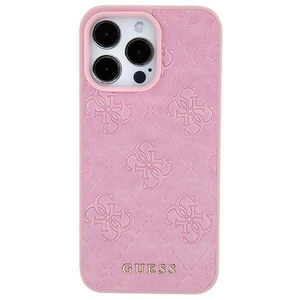 Coque Guess iPhone 15/14/13 6.1" pink hardcase Leather 4G Stamped