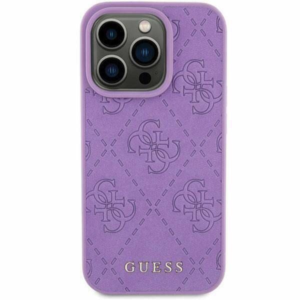 Coque Guess iPhone 15/14/13 6.1" light purple hardcase Leather 4G Stamped