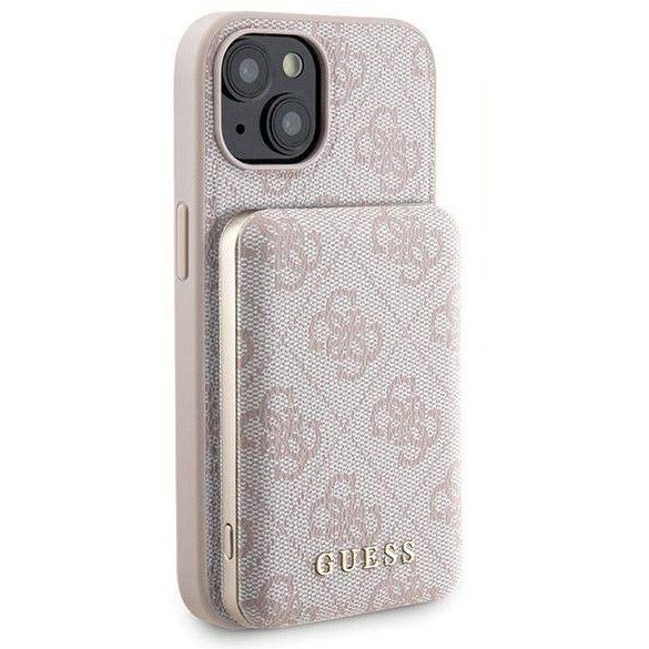 Coque Guess  iPhone 15 6.1" hardcase + Powerbank 5000mAh MagSafe pink 4G Metal Logo