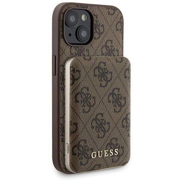 Coque Guess iPhone 15 6.1" hardcase + Powerbank 5000mAh MagSafe brown 4G Metal Logo