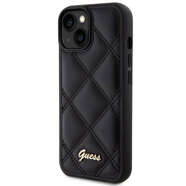 Coque Guess iPhone 15/14/13 6.1" black hardcase Quilted Metal Logo