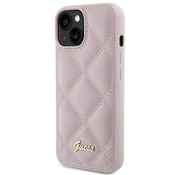 Coque Guess iPhone 15/14/13 6.1" pink hardcase Quilted Metal Logo