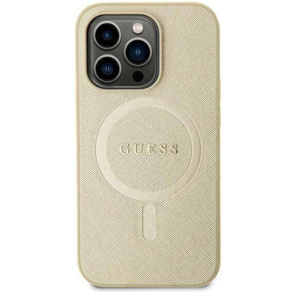 Coque Guess iPhone 15/14/13 6.1" gold hardcase Saffiano MagSafe