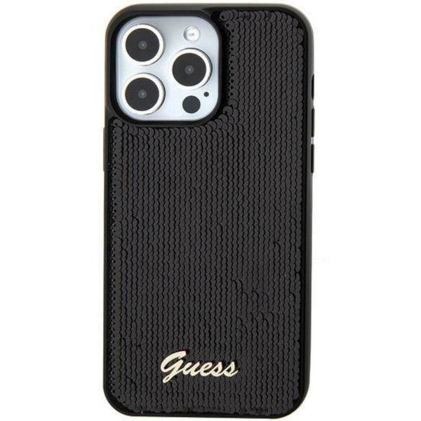 Coque Guess iPhone 15/14/13 6.1" black hardcase Sequin Script Metal