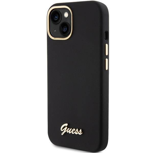 Coque iPhone 15/14/13 6.1" black hardcase Silicone Script Metal Logo & Frame