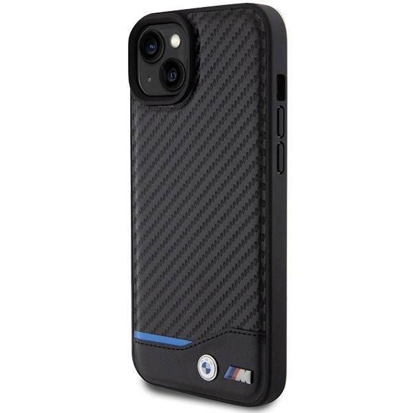 Coque BMW iPhone 15 Plus/14 Plus 6.7" black Leather Carbon