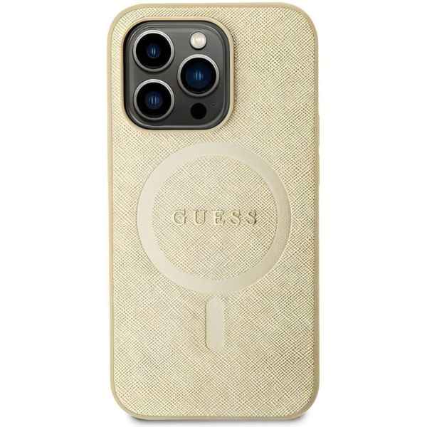 Coque Guess iPhone 15 Plus/14 Plus 6.7" gold hardcase Saffiano MagSafe