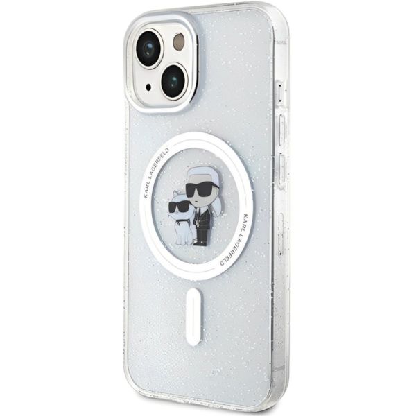 Coque Karl Lagerfeld KLHMP15MHGKCNOT iPhone 15 Plus/14 Plus 6.7" transparent hardcase Karl&Choupette Glitter MagSafe