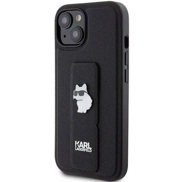 Coque Karl Lagerfeld KLHCP15MGSACHPK iPhone 15 Plus/14 Plus 6.7" black hardcase Gripstand Saffiano Choupette Pins