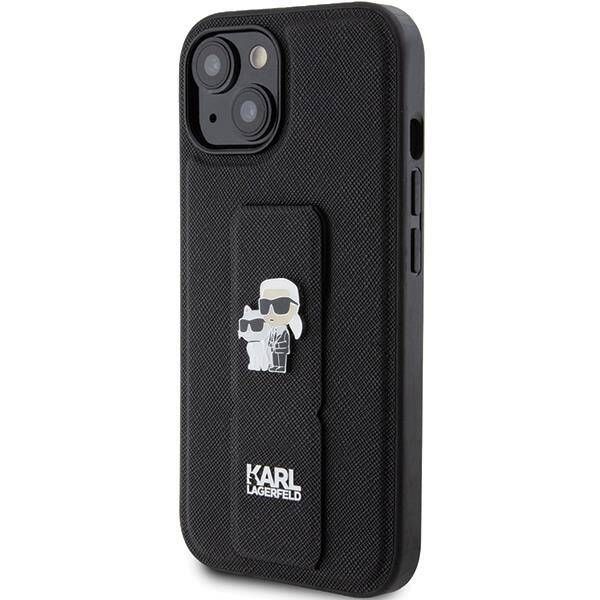 Coque Karl Lagerfeld KLHCP15MGSAKCPK iPhone 15 Plus/14 Plus 6.7" black hardcase Gripstand Saffiano Karl&Choupette Pins