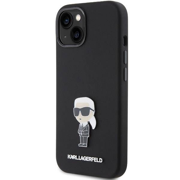 Coque Karl Lagerfeld KLHCP15MSMHKNPK iPhone 15 Plus/14 Plus 6.7" black Silicone Ikonik Metal Pin