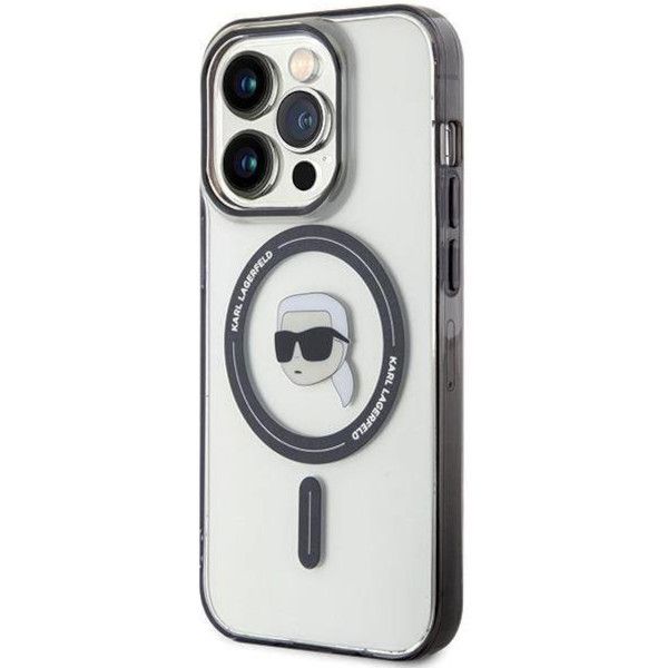 Coque Karl Lagerfeld KLHMP15LHKHNOTK iPhone 15 Pro 6.1" transparent hardcase IML Karl`s Head MagSafe