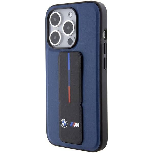 Coque BMW iPhone 15 Pro 6.1" navy hardcase M Grip Stand Bicolor