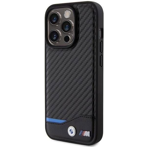 Coque BMW iPhone 15 Pro 6.1" black Leather Carbon