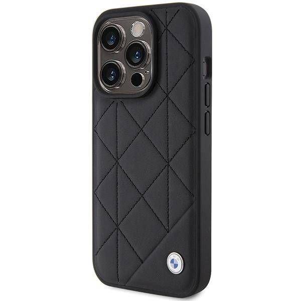 Coque BMW iPhone 15 Pro 6.1" black Leather Quilted