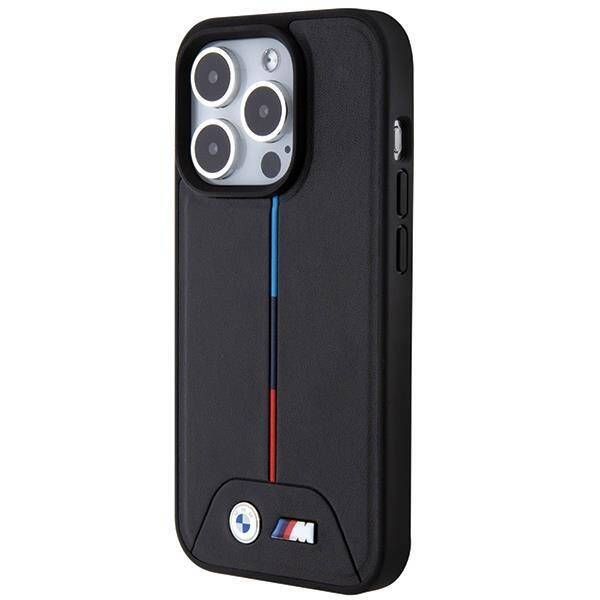 Coque BMW iPhone 15 Pro black Quilted Tricolor MagSafe