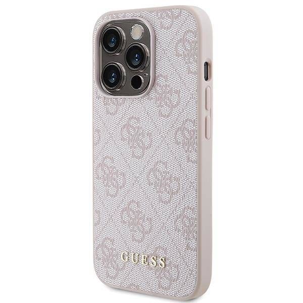 Coque Guess  iPhone 15 Pro 6.1" pink hard case 4G Metal Gold Logo