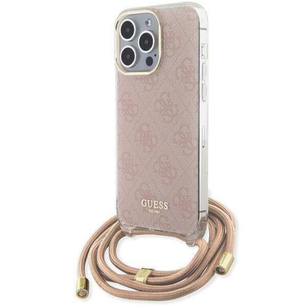 Coque Guess iPhone 15 Pro Max 6.7" pink hardcase Crossbody Cord 4G Print