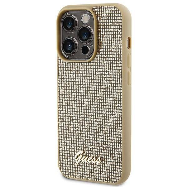Coque Guess iPhone 15 Pro 6.1" gold hardcase Disco Metal Script