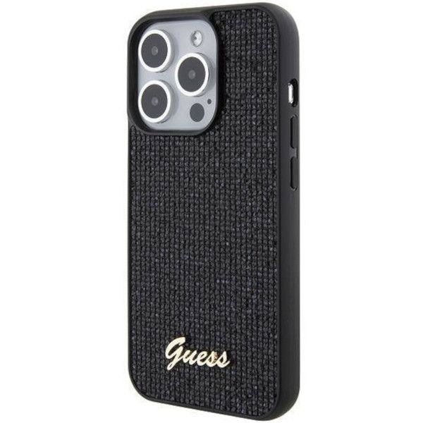 Coque Guess iPhone 15 Pro 6.1" black hardcase Disco Metal Script