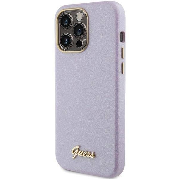 Coque Guess iPhone 15 Pro 6.1" lilac hardcase Glitter Glossy Script
