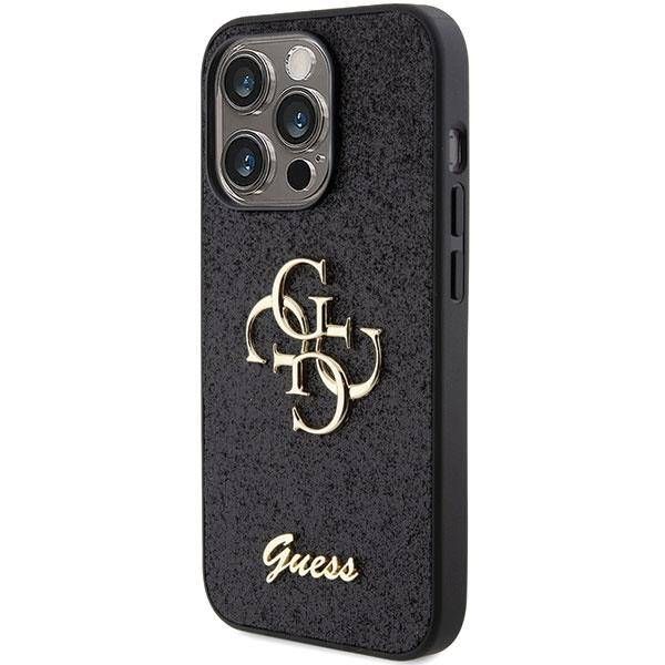 Coque Guess iPhone 15 Pro 6.1" black hardcase Glitter Script Big 4G