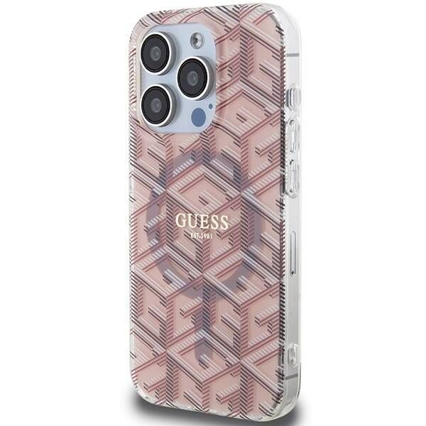 Coque Guess iPhone 15 Pro 6.1" pink hardcase IML GCube MagSafe