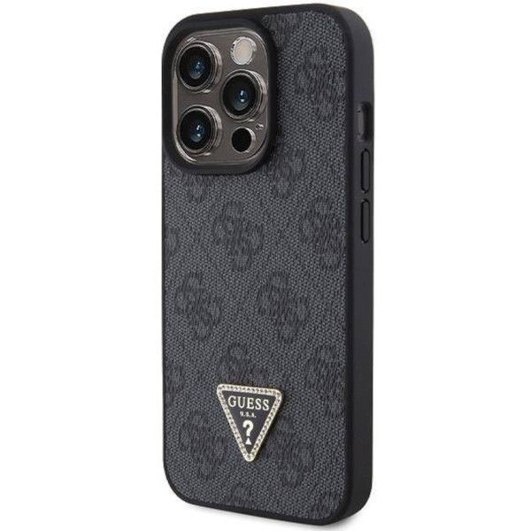 Coque Guess iPhone 15 Pro 6.1" black hardcase Leather 4G Diamond Triangle