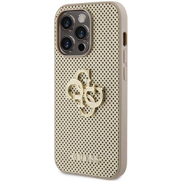 Coque Guess iPhone 15 Pro 6.1" gold hardcase Perforated 4G Glitter