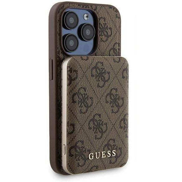 Coque Guess iPhone 15 Pro 6.1" hardcase + Powerbank 5000mAh MagSafe brown 4G Metal Logo