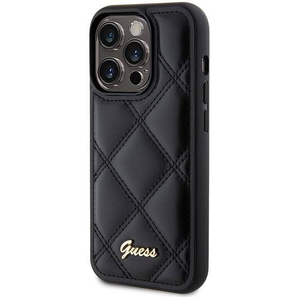 Coque Guess  iPhone 15 Pro 6.1" black hardcase Quilted Metal Logo