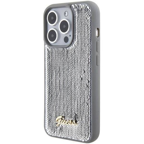 Coque Guess iPhone 15 Pro 6.1" silver hardcase Sequin Script Metal