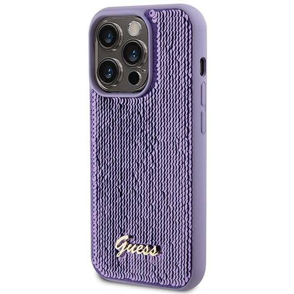Coque Guess iPhone 15 Pro 6.1" purple hardcase Sequin Script Metal